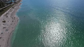 Miami Beach Aerial Drone Landing, Perfect Ocean Water.