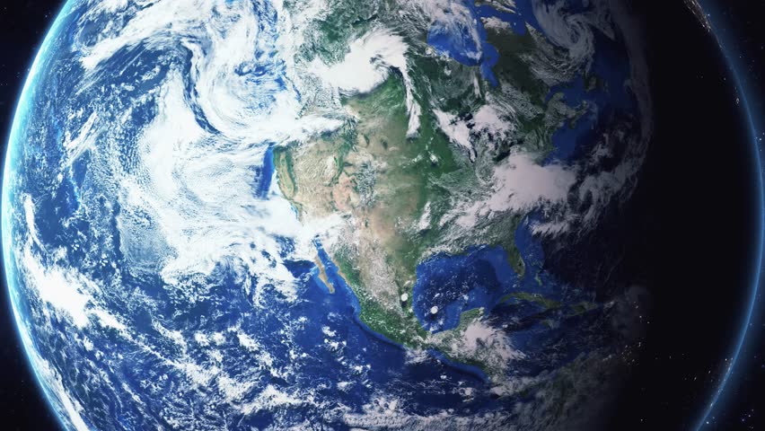 Earth zoom in from space and focus on Hobbs, New Mexico, USA. 3D Animation. Background for travel intro.