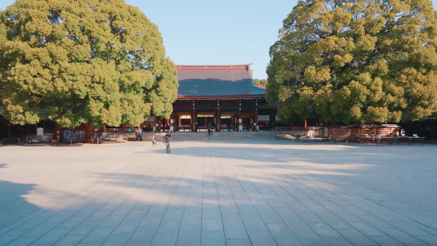 Meiji Jingu Shrine in Shibuya, Tokyo, Japan on sunny day Royalty-Free Stock Footage #1103645839