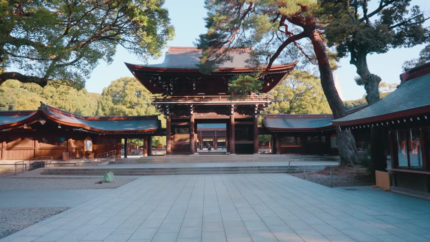 Meiji Jingu Shrine in Shibuya, Tokyo, Japan on sunny day Royalty-Free Stock Footage #1103645843