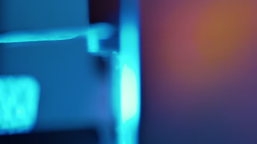 The server computer is in maintenance mode. Steppable slide effect. Internal computer components covered by thick dust layer. Hi-tech cinematic lightning