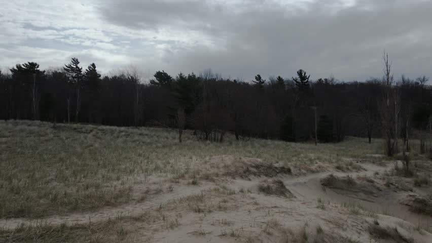 Stormy cloud cover over the boardwalk section of the park.