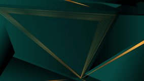 Dark turquoise and golden geometric low poly background. Seamless looping motion design. Video animation Ultra HD 4K 3840x2160