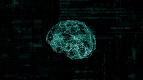 Motion graphic of Blue polygon digital brain logo with grid line on futuristic HUD abstract background artificial intelligence concepts - Powered by Shutterstock - Get 15% off with code: PIKWIZARD15