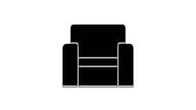Black Cinema chair icon isolated on white background. 4K Video motion graphic animation.