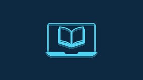 Blue Online class icon isolated on blue background. Online education concept. 4K Video motion graphic animation.