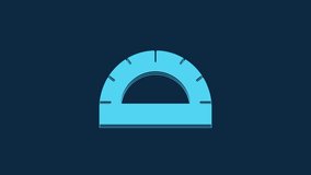 Blue Protractor grid for measuring degrees icon isolated on blue background. Tilt angle meter. Measuring tool. Geometric symbol. 4K Video motion graphic animation.
