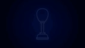 Glowing neon line Punching bag icon isolated on black background. 4K Video motion graphic animation.