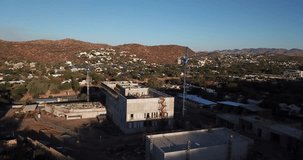 4K aerial Windhoek capital residential central district bright sunset drone video, upmarket houses, old German mansions in Khomas Region, central Namibia