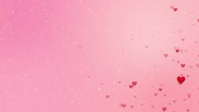 Red hearts on pink background seamless loops, suitable for valentines background videos