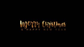 Merry Christmas and Happy New Year, Handwritten Animated Text in Gold Color - 4K motion graphics animation