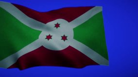 Flag of Burundi in windy time with green screen for better blend in movie clips