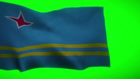 Flag of Aruba in windy time with green screen for better blend in movie clips