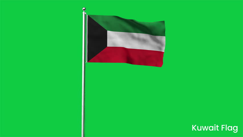 High detailed flag of Kuwait. National Kuwait flag. Asia. Kuwait waving flag in the sky. 3D rendering. Green background. Royalty-Free Stock Footage #1103693217