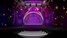 Purple colourful background with shinning particles and Disco lights for TV Program with Entertaiment programme theme. seamless loopable HD video.