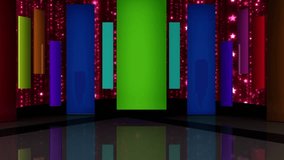 Red shade colourful and shinning particles with green screen plasma tv for TV Program with Entertaiment programme theme. seamless loopable HD video.