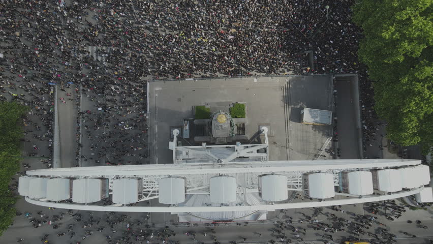 Top down view of tremendous crowd at BLM protest