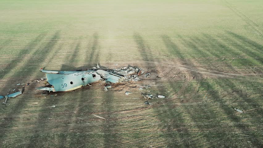 Aircraft an-26 accident on the field in Ukraine