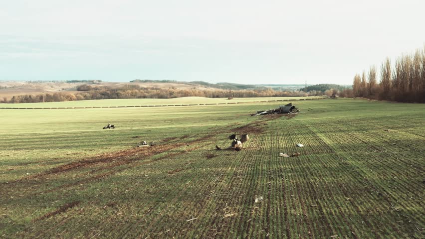 Aircraft an-26 accident on the field in Ukraine
