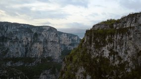 The bueatiful Vikos canyon on a cloudy day located in Greece, Dark 