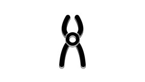 Black Dental pliers icon isolated on white background. Dental equipment. 4K Video motion graphic animation.