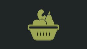 Green Donation food box icon isolated on black background. 4K Video motion graphic animation.