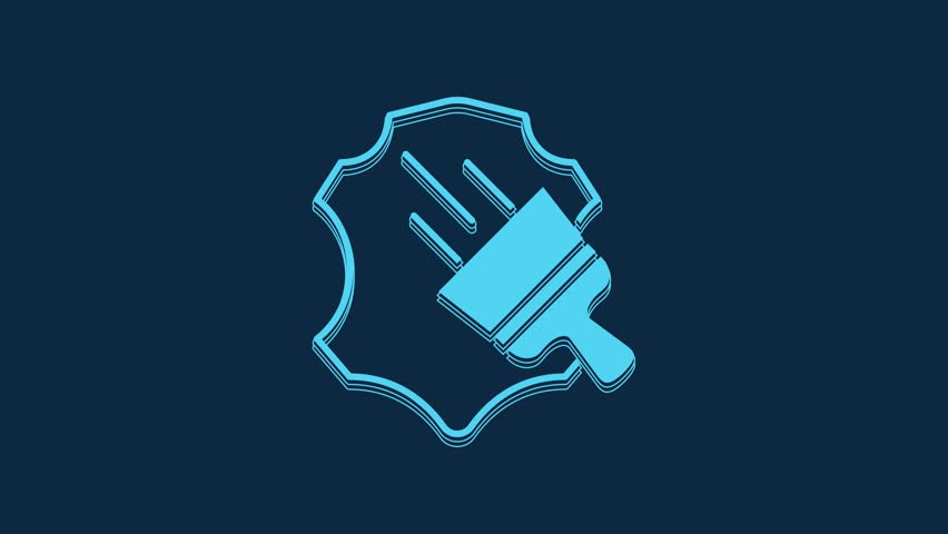 Blue Leather icon isolated on blue background. 4K Video motion graphic animation.
