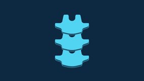 Blue Human spine icon isolated on blue background. 4K Video motion graphic animation.