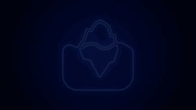 Glowing neon line Iceberg icon isolated on black background. 4K Video motion graphic animation.