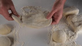 dough, chef shaping the dough, High quality FullHD footage