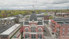 Tibbits historic Opera House in Coldwater, Michigan with drone video moving in a circle.