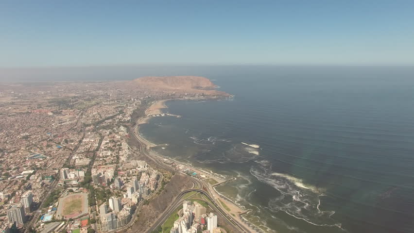Aerial footage of the city of Lima, capital of Peru