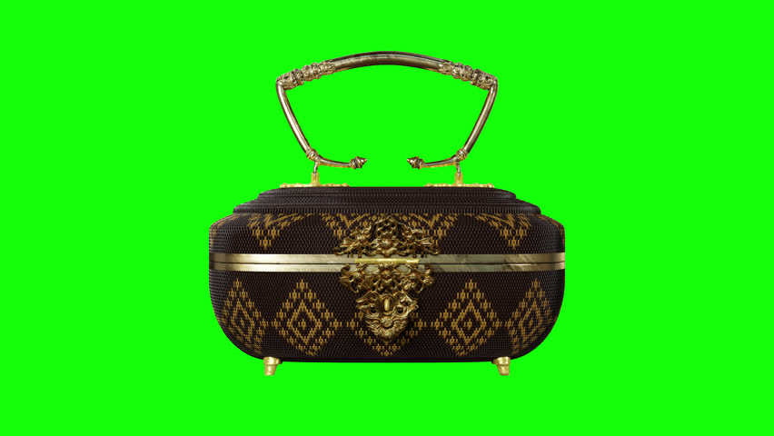Traditional Thai handicraft, the Yan Lipao handbag, is rendered in 3D with motion looping on a green screen background. Royalty-Free Stock Footage #1103733075