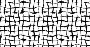 Animated Wavy Inky Windowpane Pattern on Blotting Paper. Cartoon geometric 2D pattern with black freehand drawn elements. Isolated on white background. Looping animation 4K video.