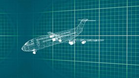 Animation of financial data processing over 3d model of airplane. Global travel, engineering, business, finances, computing and data processing concept digitally generated video. - Powered by Shutterstock - Get 15% off with code: PIKWIZARD15