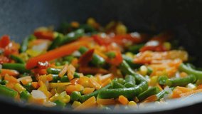 Cooking a mix of fried vegetables on a frying pan, close-up - Powered by Shutterstock - Get 15% off with code: PIKWIZARD15