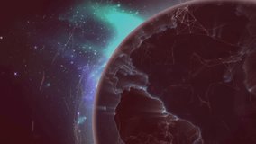 Animation of neon ticking clock over spinning globe in space. Global networking and business technology concept - Powered by Shutterstock - Get 15% off with code: PIKWIZARD15