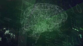 Animation of neon ticking clock and spinning human brain icon against interface with data processing. Medical research and science technology concept - Powered by Shutterstock - Get 15% off with code: PIKWIZARD15