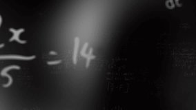 Animation of light spots over mathematical equations and formulas floating against black background. School and education concept - Powered by Shutterstock - Get 15% off with code: PIKWIZARD15