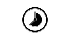 Black Clock icon isolated on white background. Time symbol. 4K Video motion graphic animation.