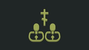 Green Priest icon isolated on black background. 4K Video motion graphic animation.