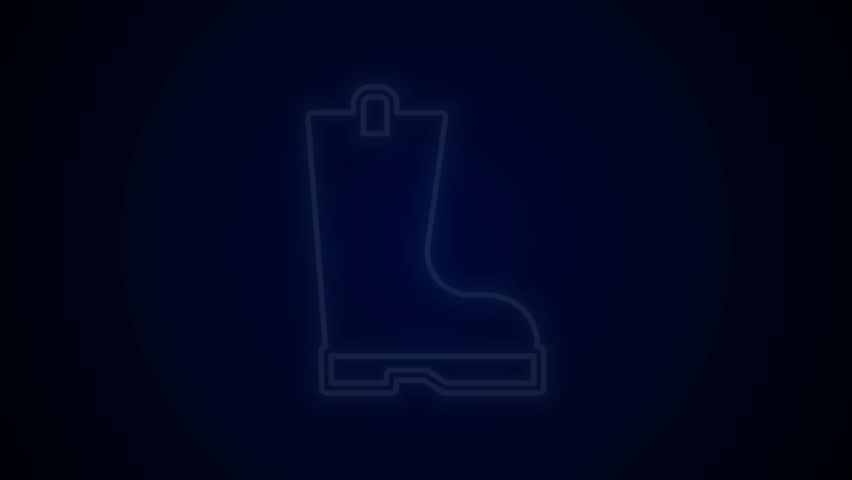Glowing neon line Waterproof rubber boot icon isolated on black background. Gumboots for rainy weather, fishing, gardening. 4K Video motion graphic animation. Royalty-Free Stock Footage #1103753553