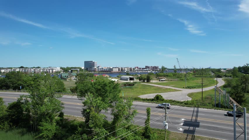 Aerial view from over downtown Wilmington North Carolina