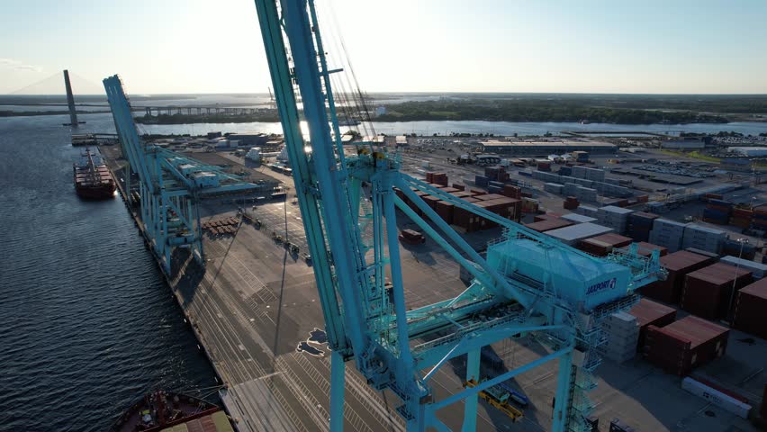 Aerial views from the Port of Jacksonville, Florida. Also known as Jaxport