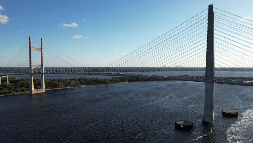 Aerial Views from the Dames Point Bridge, Jacksonville, Florida. 