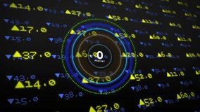 Animation of countdown over neon round scanner and stock market data processing on black background. Global economy and business interface technology concept - Powered by Shutterstock - Get 15% off with code: PIKWIZARD15