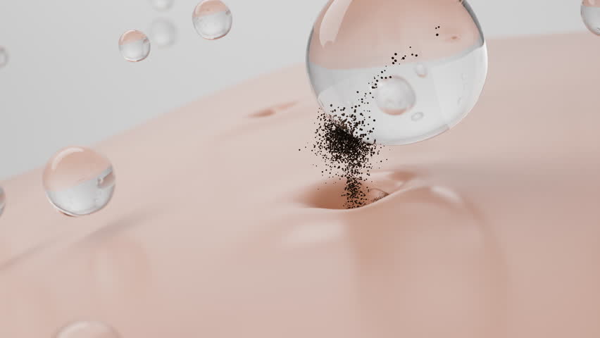 Bubble cleansing foam remove blackhead and oily from face or nose skin. Acne prevention and Face cleaning concept. 3D rendering. | Shutterstock HD Video #1103760431