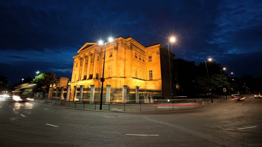 LONDON, ENGLAND - JULY 01: Time-lapse of Apsley House at night on July 01, 2010