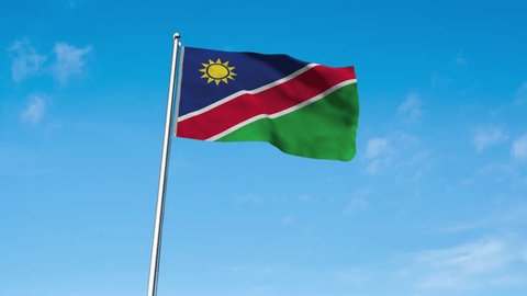 High detailed flag of Namibia. National Namibia flag. Africa. Namibia waving flag in the sky. 3D rendering. Stockvideó