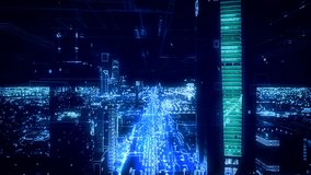 Futuristic city , Artificial intelligence, Internet of things,Aerial view of saudi arabia, vision 2030, saudi arabia, riyadh, holographic city